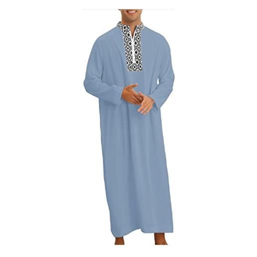 COSDREAMER caftanrobe islamica per gli uomini arabi thobe abiti musulmani dubai abito lungo camicia, blu, s