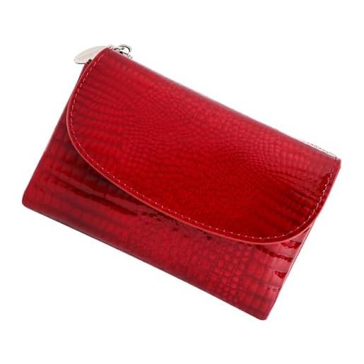 Royal Bagger portafoglio corto vintage per donna, porta carte con cerniera portatile, portamonete perfetto per l'uso quotidiano (rosso-1)