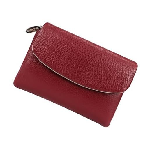 Royal Bagger portafoglio corto vintage per donna, porta carte con cerniera portatile, portamonete perfetto per l'uso quotidiano (rosso scuro-2)