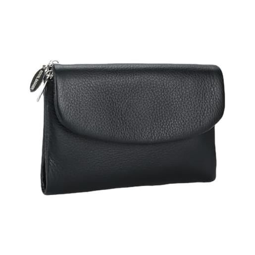 Royal Bagger portafoglio corto vintage per donna, porta carte con cerniera portatile, portamonete perfetto per l'uso quotidiano (nero-3)