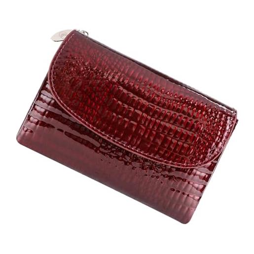 Royal Bagger portafoglio corto vintage per donna, porta carte con cerniera portatile, portamonete perfetto per l'uso quotidiano (rosso scuro-1)