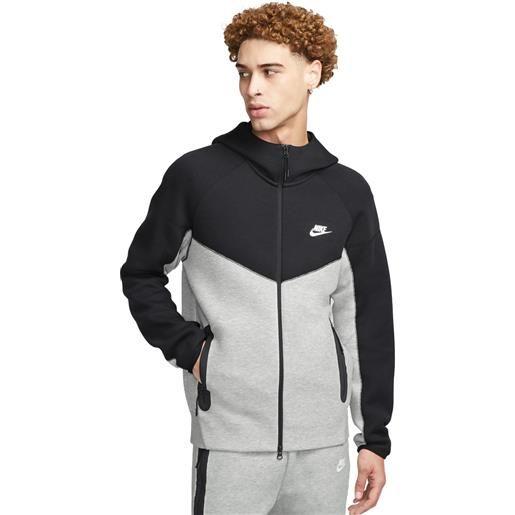 Nike felpa uomo Nike tech fleece full zip cappuccio nero grigio