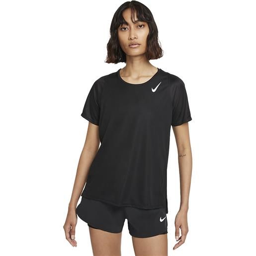 Nike t-shirt top dri-fit race donna nero