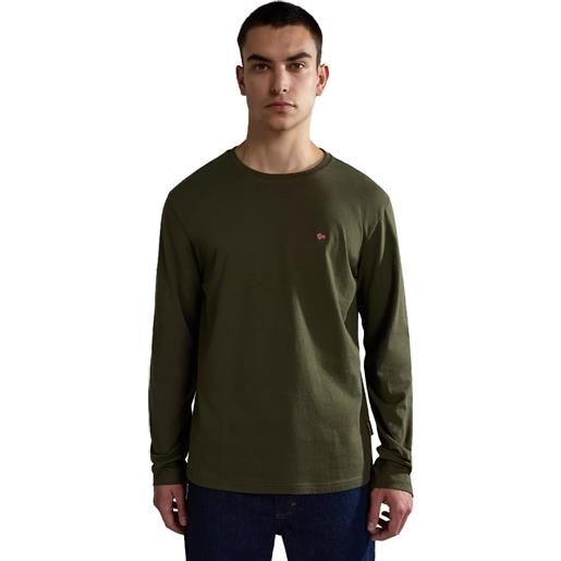 Napapijri t-shirt manica lunga salis uomo verde militare