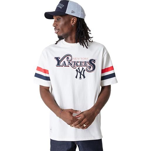 New Era t-shirt oversize new york yankees mlb retro graphic uomo bianco