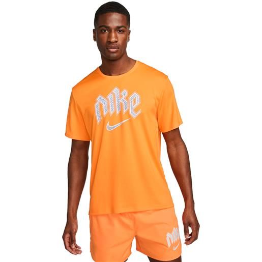 Nike t-shirt run division miler uomo arancione