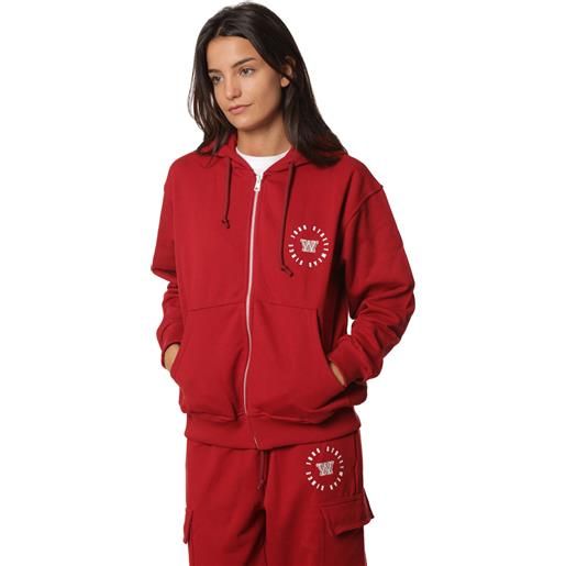 What's felpa donna What's over college french terry full zip cappuccio rosso