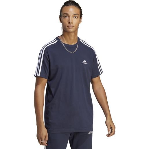Adidas t-shirt essential single jersey 3stripes uomo blu