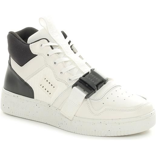 Tommy Jeans sneakers uomo Tommy Jeans tjm basket leather buckle mid bianco