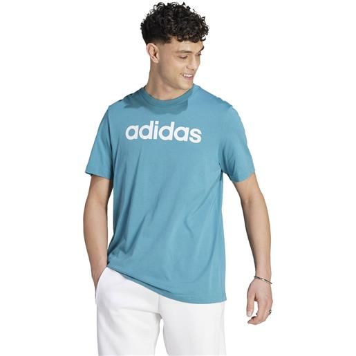 Adidas t-shirt logo linear essentials uomo azzurro