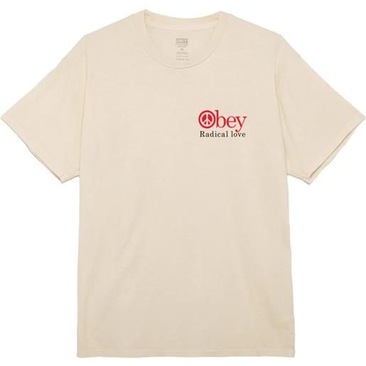Obey t-shirt uomo Obey radical love bianco crema