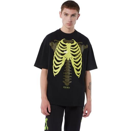 Phobia t-shirt skeleton uomo nero giallo