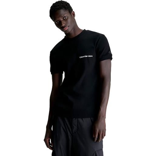Calvin Klein t-shirt uomo Calvin Klein manica corta costina stretch logo linear nero
