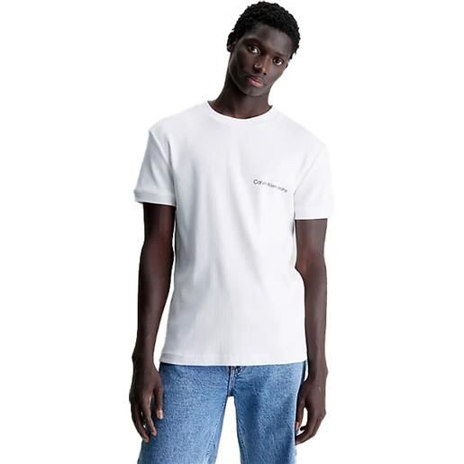 Calvin Klein t-shirt uomo Calvin Klein manica corta costina stretch logo linear bianco