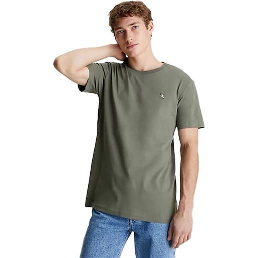 Calvin Klein t-shirt uomo Calvin Klein manica corta cotone logo badge embro verde militare