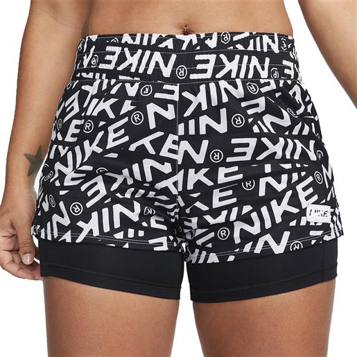 Nike shorts aop 2-in-1 hybrid donna bianco nero