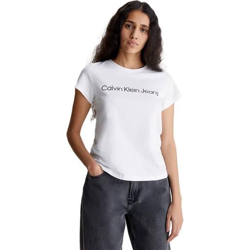 Calvin Klein t-shirt institutional logo donna bianco