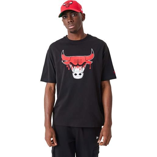 New Era newera t-shirt drip logo bulls uomo nero