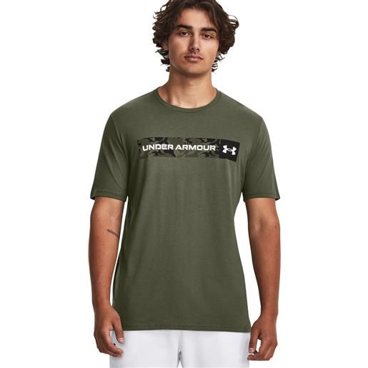 Under Armour t-shirt uomo Under Armour stipe logo chest verde olive