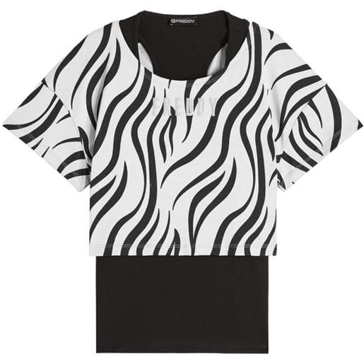 Freddy t-shirt e canotta cropped zebra donna nero bianco