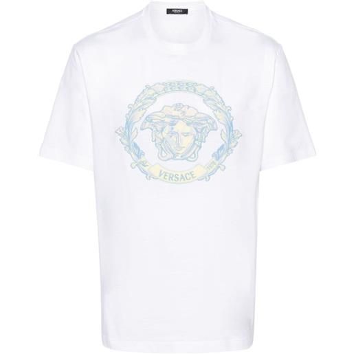Versace t-shirt medusa con ricamo - bianco