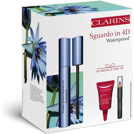 Clarins kit sguardo in 4d - waterproof cofanetto make up, mascara waterproof
