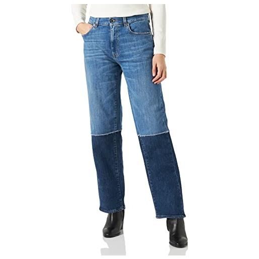 Love Moschino boyfriend fit 5 pockets trousers with love back tag in recycled apple peel jeans, blue denim, 26 da donna