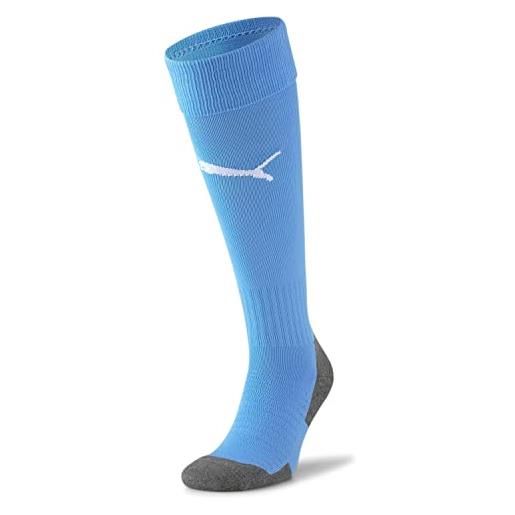 Puma team liga socks core calzettoni da calcio, bianco (white/electric blue lemonade), 35-38 uomo