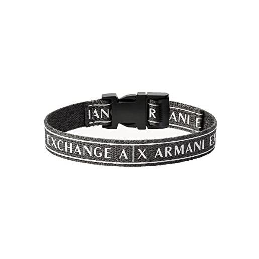 Armani Exchange bracciale da uomo, lunghezza interna: 160-230mm / fibbia: 24x20x7mm bracciale in tessuto grigio, axg0080040