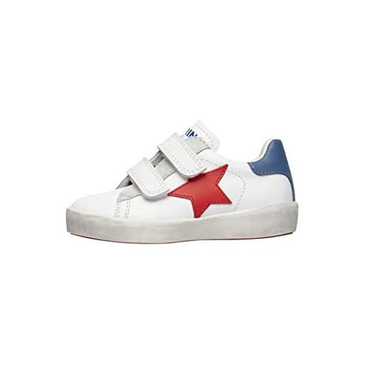 Naturino annie vl-sneakers in pelle con patch stella-bianco, bianco-rosso 36