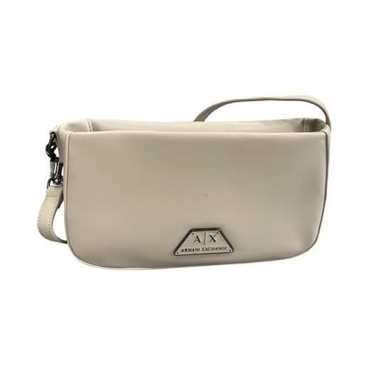 Armani Exchange alpha, logo plate, sustainable, small size, shoulder donna, beige (aura), einheitsgröße