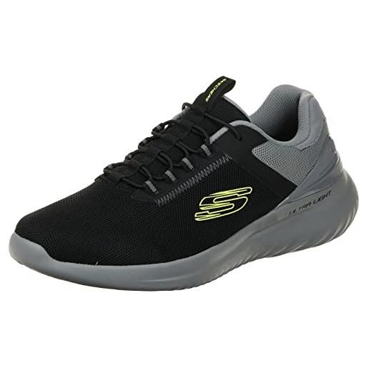 Skechers bounder 2.0 anako, scarpe sportive uomo, black textile synthetic trim, 45.5 eu