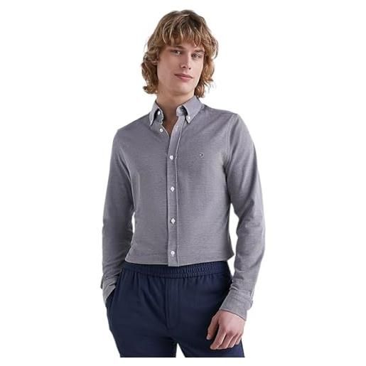 Tommy Hilfiger camicia uomo knitted maniche lunghe, blu (carbon navy), s
