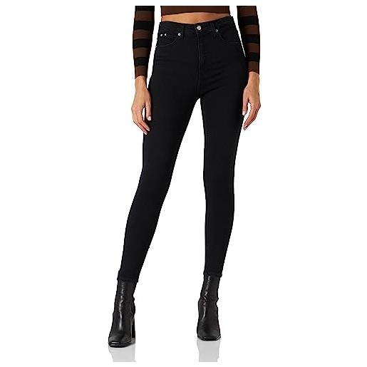 Calvin Klein jeans high rise super skinny ankle j20j219513 pantaloni, denim (denim black), 26w donna