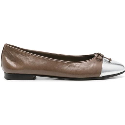 Tory Burch bow-detail leather ballerina shoes - marrone