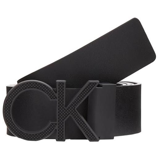 Calvin Klein Jeans round mono pl rev lthr belt 30mm k60k611489 cinture, nero (black/silver specchio), 100 donna
