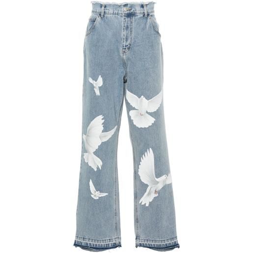 3PARADIS jeans a gamba ampia freedom dove - blu