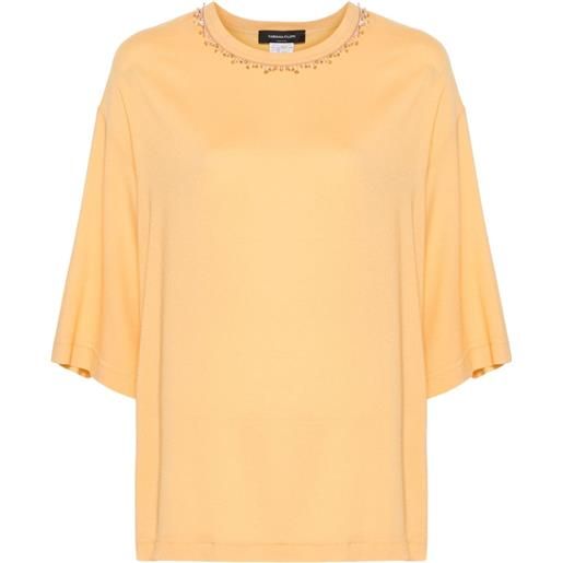 Fabiana Filippi t-shirt sablé con perline - arancione