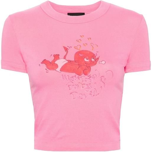 We11done t-shirt con stampa doodle monster - rosa