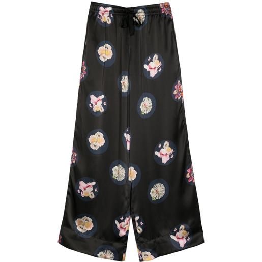 Cynthia Rowley pantaloni pigiama moonlit petal - nero