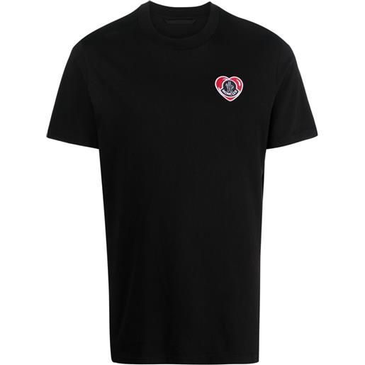 Moncler t-shirt con applicazione logo - nero