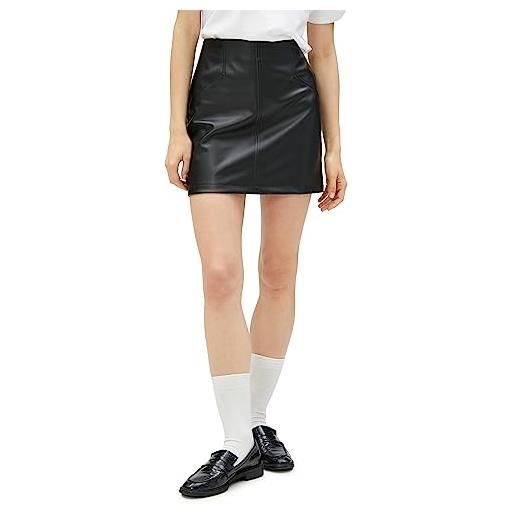 Koton faux leather stitch detail zipper mini skirt gonna, 999 (black), 44 da donna