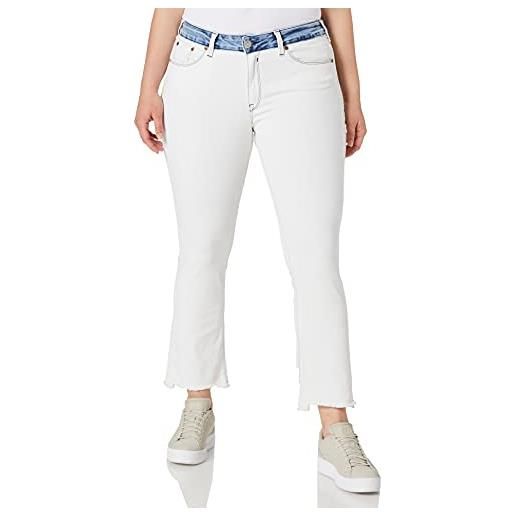 Herrlicher super g boot cropped denim white mix jeans, patched 870, 42^44 donna
