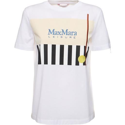 MAX MARA t-shirt obliqua / stampa e ricamo