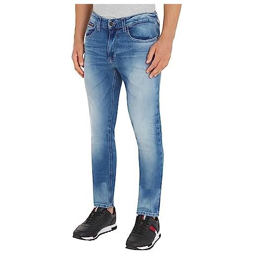 Tommy Hilfiger tommy jeans jeans uomo austin slim tapered elasticizzati, blu (wilson light blue stretch), 33w / 34l