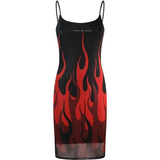 VISION OF SUPER abito nero con fiamme rosse per donna