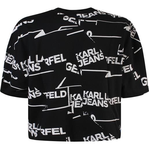 KARL LAGERFELD JEANS t-shirt nera logata per donna