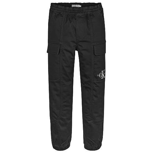 Calvin Klein Jeans sateen cargo pants ib0ib01675 pantaloni in tessuto, nero (ck black), 10 anni bambini e ragazzi