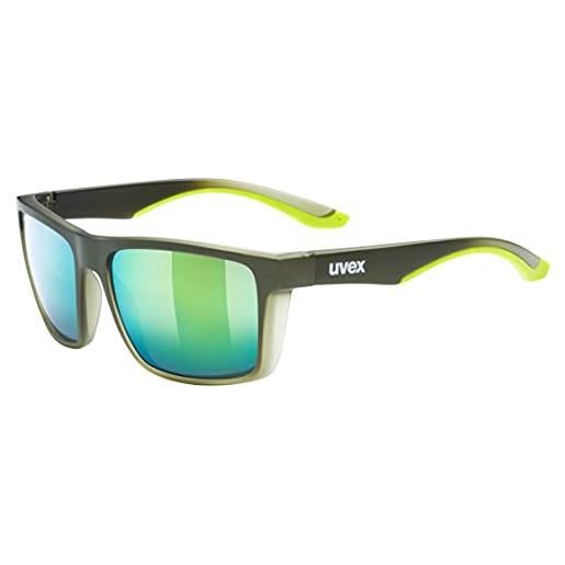 Uvex lgl 50 cv, occhiali da sole unisex, con miglioramento del contrasto, specchiato, olive matt/green, one size