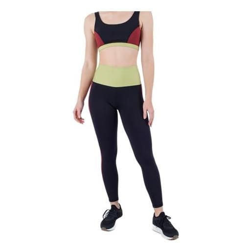 Hurley meta sportswear llc color block side panel 7/8 legging leggings, nero, l donna